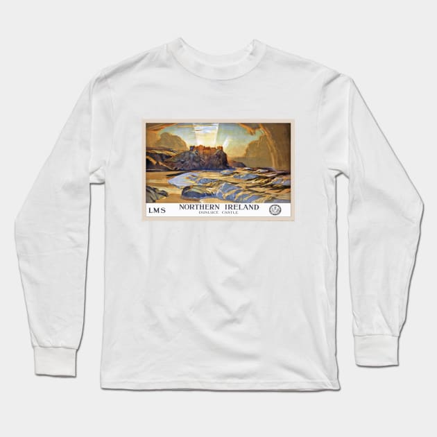 Vintage British Travel Poster: Dunluce Castle in Northern Ireland Long Sleeve T-Shirt by Naves